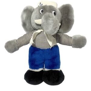 Vintage SOS Elephant Sailor Plush 12" Tall